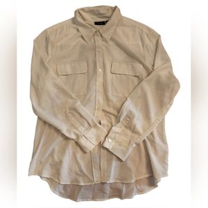 Cream collared blouse - semi sheer xl